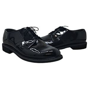 Bates 00941A Black Patent Oxford Dress Shoes Lace Up Round Toe 8.5E Non Marking